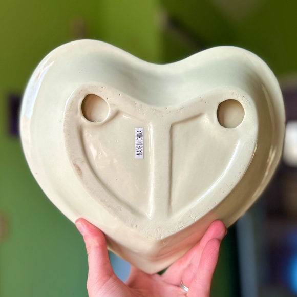 VTG 3D Porcelain Florals On Heart Shaped Lattice Dish Decorative Bowl Art - Picture 3 of 7